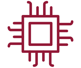 Computer chip icon, red