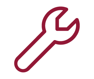 Wrench tool icon, red