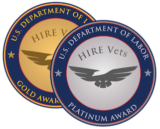 HIRE Vets Gold and Platinum Award medallions